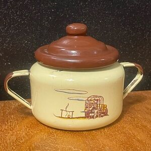 Vintage Monterey Western Ware Sugar Dish, very rare, with Wagon and Cowboy Hat